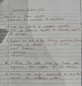 INTEGRATED SCIENCE 2023Q1a) i) What is tissue respiration? ... | Filo