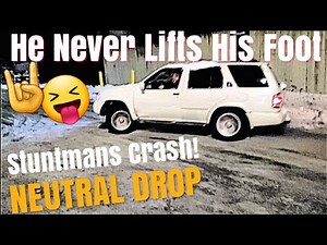 Stuntman's Big Crash! Nissan Pathfinder Burnout/Donut Full Throttle, Car Totaled by Neutral Drop!