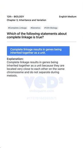 Complete Linkage in Genetics 12th Biology Chapter 3