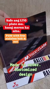 674 reactions · 315 comments | LTO PLATE BACKING PROTECTOR. #IwasYupi #CustomizedDesign P400 with free stainless bolt. | Etch MyPlate | Facebook