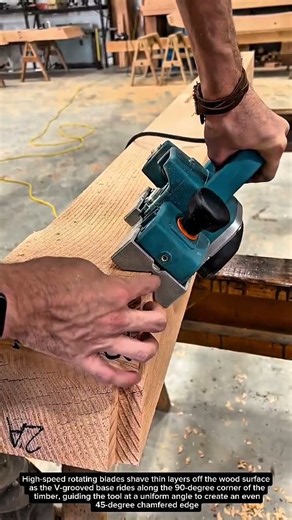 Effortless Timber Chamfering with Electric Hand Planer #woodworking #carpentry #tools