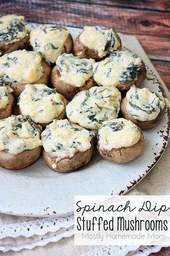 Spinach Dip Stuffed Mushrooms