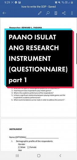 Paano Isulat ang Research Instrument na Questionnaire