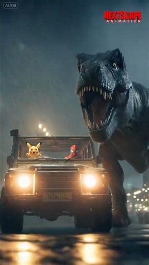 🔴🕷️⚡ Spiderman & Pikachu vs T-Rex Attack in Park – Survival Battle! 🦖🔥#shorts #spiderman