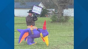 'Just for fun and to bring some happiness to our kids' days': Port Arthur Pastor in Pterodactyl costume wishes students a great day back at school