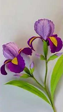 DIY Paper Flowers Crafts - How To Make Iris Flower With Crepe Paper - Flower Making With Paper