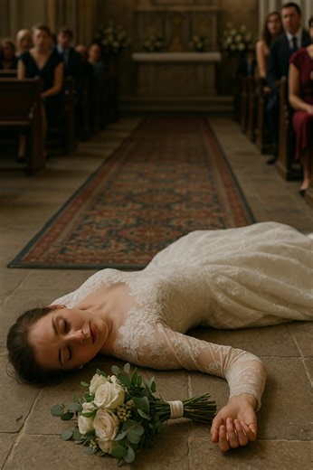In a split second, the bride collapsed to the floor as if someone had cut off her breath! 😱💍 Lily and Thomas's wedding was perfect: music, flowers, smiles... until the bride suddenly collapsed right at the altar. Everyone thought she had just fainted, but the doctors said something that made their blood run cold: they found something in her blood that does not exist in medicine. Later it turned out that a few minutes before the ceremony, a stranger in a hat approached Lily and handed her a gla