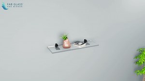 Clear Acrylic Shelves 14.5 inches, 3/4" Thick Transparent Wall Mounted Floating Shelves for Bedroom, Living Room, Bathroom, Kitchen -‎ with Screws and Brass Finish Brackets, Pack of 2