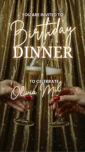Elegant Gold Birthday Dinner Invitation | Editable Canva Template