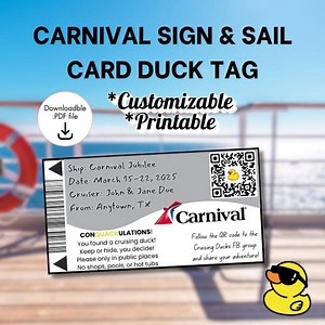 Carnival Cruise Duck Tags: Sign & Sail Card, Printable (digital Download) - Etsy