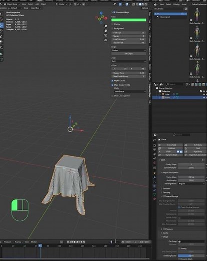 3D Blender basics tutorial - Cloth simulation falling down on a collision object and pin the cloth.