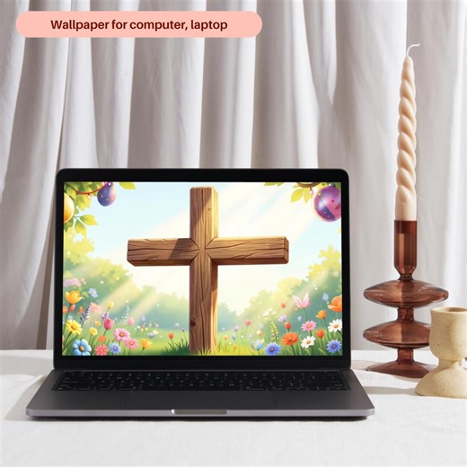 Christian Easter Desktop Wallpaper, He is Risen Cross Background, Religious Spring Computer Art - Etsy