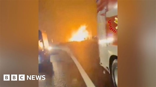 Watch: Huge fireball as tanker explodes on Italian motorway
