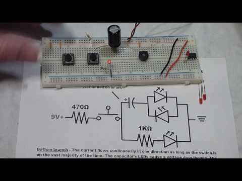 Electronics electrolytic capacitor blocking DC but passing AC demonstration circuit explained