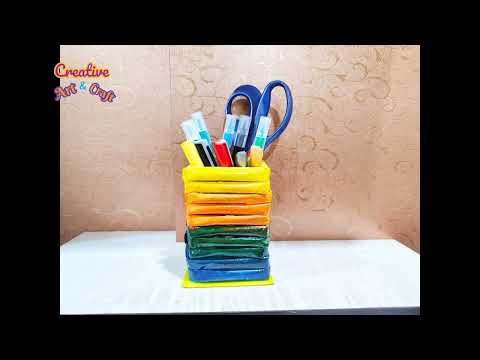 How to make pen stand | waste material craft ideas pen stand ‪@CreativeArtCraft84‬