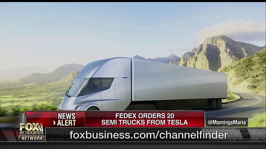 16K views · 137 reactions | American courier company FedEx said Monday it ordered 20 of Tesla’s fully electric trucks. “Our investment in these trucks is part of our commitment to improving road safety while also reducing our environmental impact,” FedEx Freight president and CEO Mike Ducker said in a press release. https://fxn.ws/2pQLZrx | Fox Business | Facebook