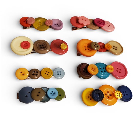 Button Hair Clips - Green, Orange, Blue, Purple - Quirky Twee Y2K 90s Indie Scene Girl Whimsy Whimsical Cutecore Kidcore Hair Accessories - Etsy