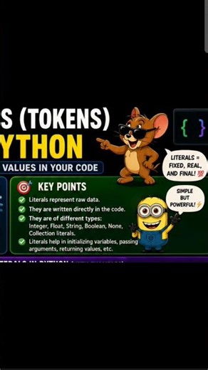 Literals (Tokens) in Python #coding #python #computerscience #pythonprogramming
