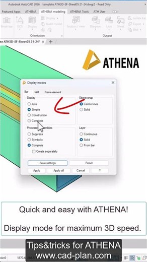 AutoCAD ATHENA - Display mode #construction #autocad #drawing #tutorial #athena #2d #3d #apollon
