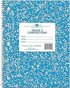 Roaring Spring Grade School Wirebound Composition Notebook, 36 Sheets, 10.5" x 8", Grade 2 Ruled, Made in USA (Single Book)