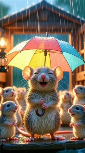 Heartwarming Rescue: Soaked Tiny Mouse Gets Umbrella & Races to Family! 🐭🌧️💖#AnimalLove #Shorts