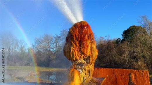 Healing thermal springs in Abkhazia. A hot hydrogen sulfide spring and an open-air geyser with a swimming pool. A source of thermal mineral water near Ochamchira.