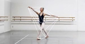 ballerina's movements mesmerizingly traced by algorithmically-generated geometries