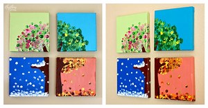 Four Seasons Handprint and Fingerprint Tree Art Project