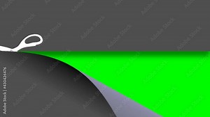 SCISSOR CUTS THE PAPER Scissor cuts the paper horizontally.2D animation.HD 1080.Green screen/Alpha matte.Good for title sequences.