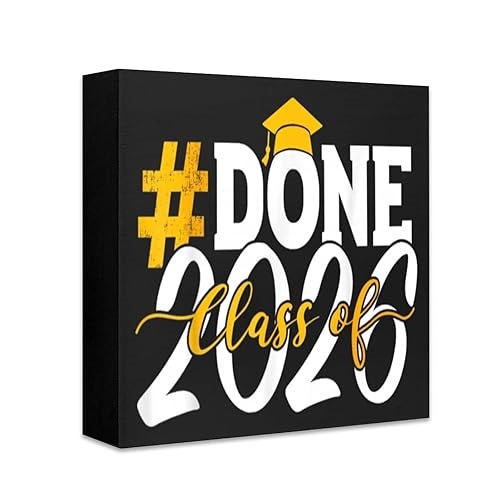 Finally Done 2026 Class of Graduation Desk Decor, Box Art Desk Sign Office Decor Gift for Table Decoration Cla