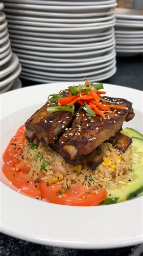 Korean style St. Louis Ribs, paired with Chinese shgrimp fried rice 23 | The Office Bar & Grill | Facebook