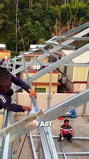 Stainless steel roof grid welding process #WeldingLife #MetalFabrication #ConstructionTech | Katie's Soles