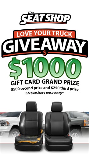 ❤️ Win a $1000, $500, or $250 Gift Card to theseatshop.com and fix your seats with replacement seat covers and Durofoam seat cushions. Follow link in Bio. LOVE YOUR TRUCK GIVEAWAY! No purchase necessary* #seatcovers #trucks #suvs #truckinterior #truckaccessories | The Seat Shop