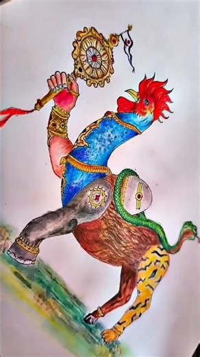 Navgunjara 🦚✨A mysterious creature from Mahabharat. #navgunjara #ytshorts #drawing #art #shorts