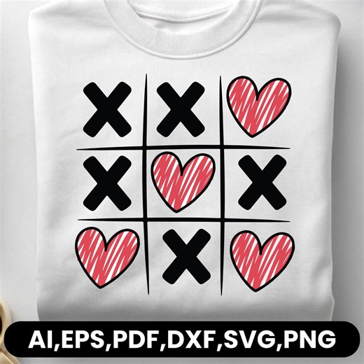 Valentine Tic Tac Toe SVG, XOXO Heart Design (digital Download) - Etsy