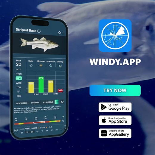 Smart anglers use smart tools. Track weather, perfect your timing, and make every trip unforgettable with our app! | Windy.app | Facebook