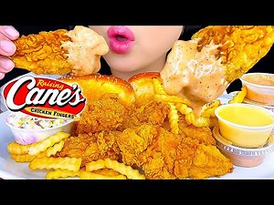 ASMR RASING CANES FRIED CHICKEN FINGERS | CRUNCHY EATING SOUNDS | MUKABNG | ASMR Phan