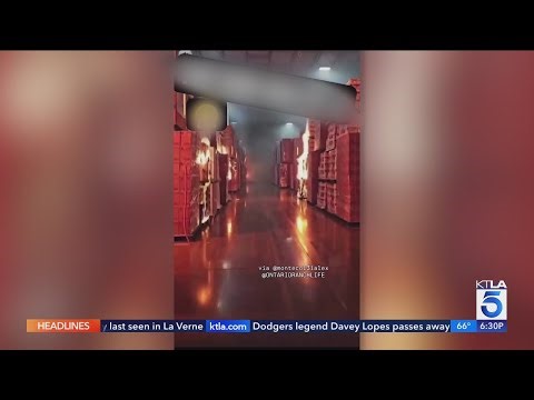 Video appears to show suspect ignite Ontario warehouse fire in SoCal
