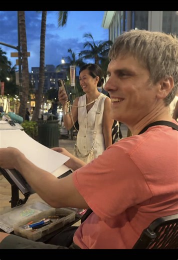 Sweet Couple Caricature Art in Waikiki