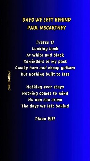 Days We Left Behind By Paul Mccartney Lyrics #lyrics #paulmccartney