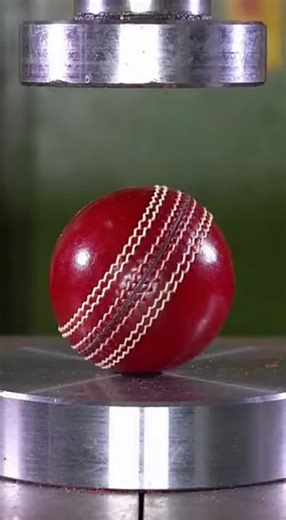 Hydraulic Press Machine Crushing a Cricket Ball