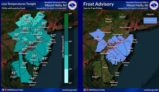 Frost advisory issued for 9 N.J. counties with chilly night ahead