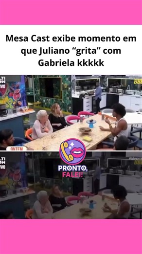 Pronto, falei ! on Instagram: "EITA! 😂 O Mesa Cast soltou o momento do suposto “grito” de Juliano com Gabriela e agora tá todo mundo analisando frame por frame igual CSI KKKK . . . (Reprodução: @bbb / @globoplay / @tvglobo ) . . . #BBB26 #REDEBBB #reality #famosos #fofocas #entretenimento"
