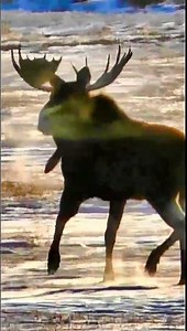 Bull Moose running in the snow #nature