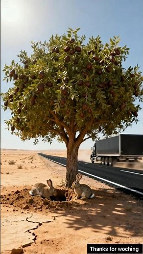 Rabbits saved the plum tree from being killed by watering it. 😭#ai#tree#save#rabbit