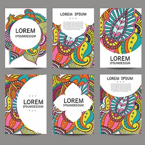 Vector abstract brochures in doodle style. Vector design templates...