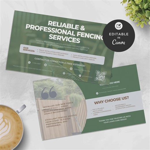 Fencing Contractor Business Card Template, Editable Business Card, Landscaper Card, Lawn Care Business Card, Contractor Business Card Canva - Etsy