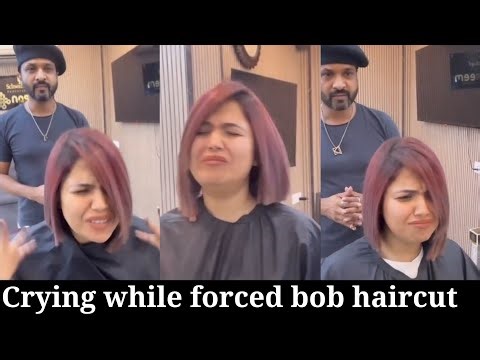 Crying While Short Bob Haircut | Long to Short Bob Haircut Makeover | Trendy Bob Haircuts |