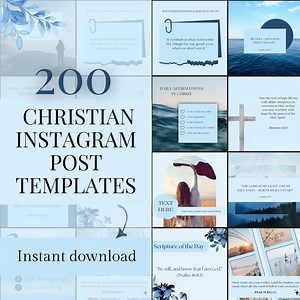 200 Christian Instagram Post Templates Blue Faith Instagram Templates Editable Canva Templates Digital Christian Social Media Templates - Etsy