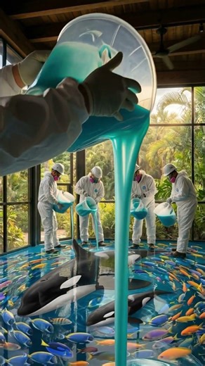 Orca Ocean Epoxy Floor Transformation – Stunning 3D Effect! #killerwhales #epoxyfloor